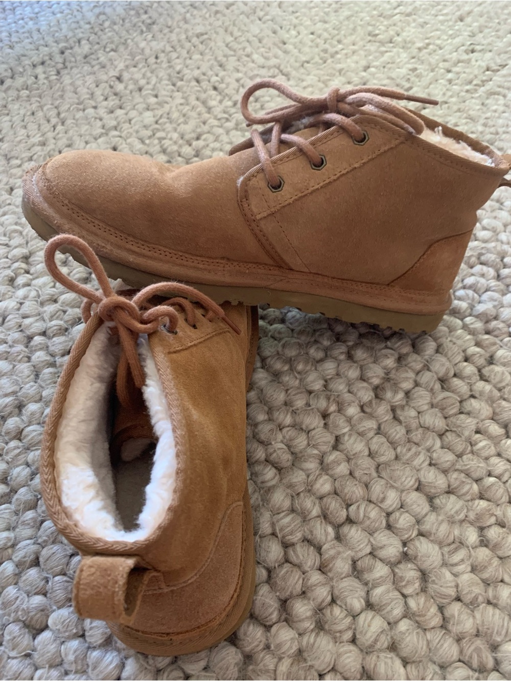 UGG Chestnut Shearling-Lined Lace-Up Boots